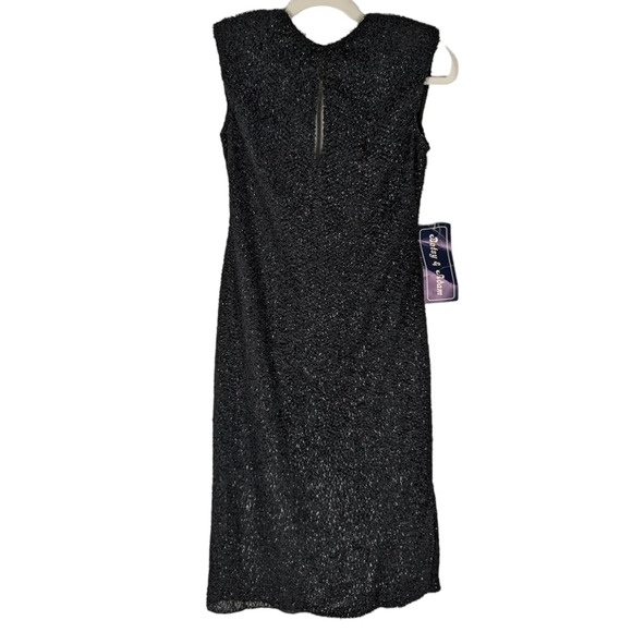 NWT Vintage Betsy & Adam Black Sparkle Midi Cocktail Party Dress Open Back 5/6 - Picture 11 of 16